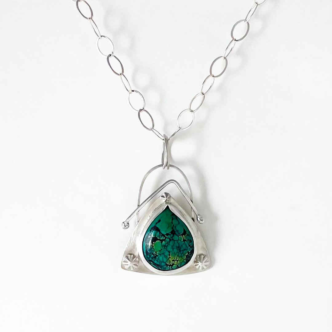 Mountain Shield Large Teardrop Turquoise Necklace