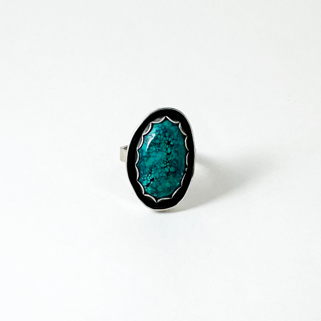 Turquoise Long Oval Channel Ring