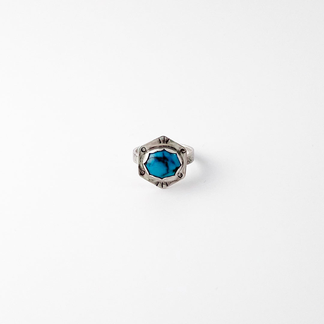 Small Oval Turquoise Hexagon Ring