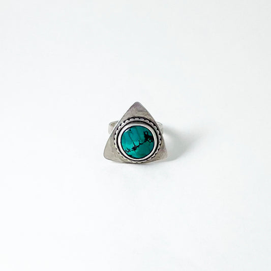 Round Turquoise Triangle Ring