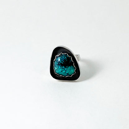 Turquoise Rounded Triangle Channel Ring