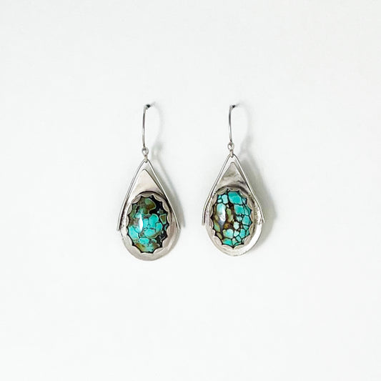 Turquoise Large Oval Wing Earrings