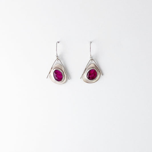 Rosecut Pink Sapphire Oval Kite Earrings