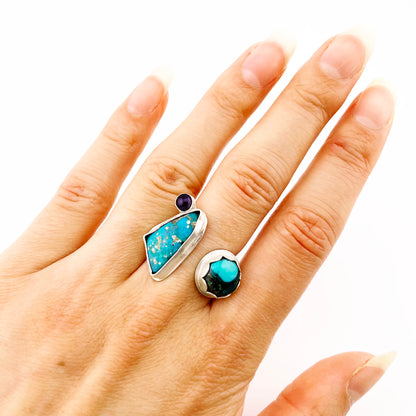 Amethyst Turquoise Adjustable Ring