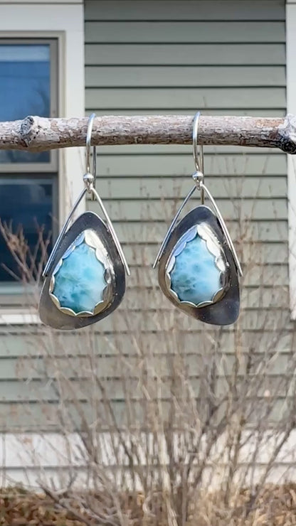 Large Teardrop Larimar Wing Earrings