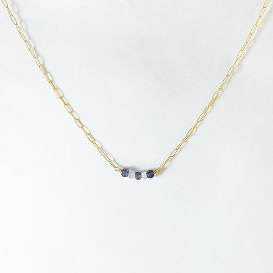 Herkimer Diamonds & Iolite Gembar Necklace