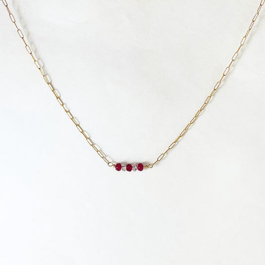 Herkimer Diamonds & Ruby Gembar Necklace