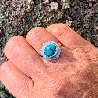 Small Oval Turquoise Hexagon Ring
