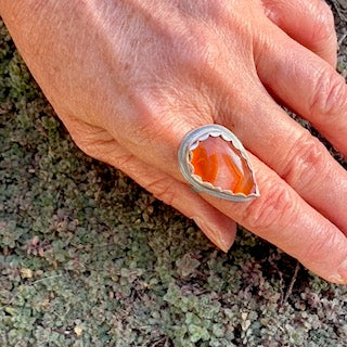 Botswana Agate Teardrop Ring