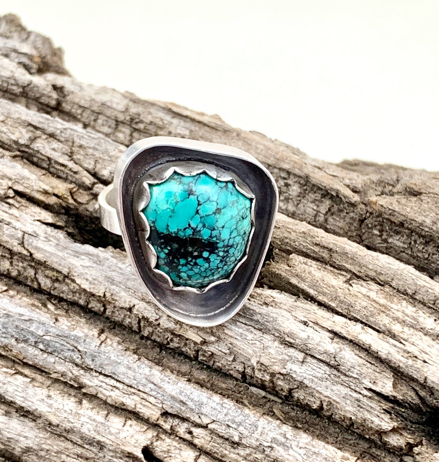 Turquoise Rounded Triangle Channel Ring