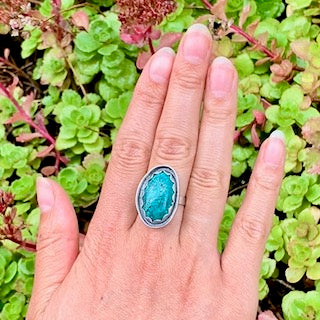 Turquoise Long Oval Channel Ring