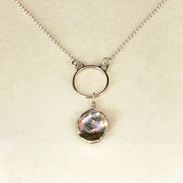 Pearl Drop Circle Necklace