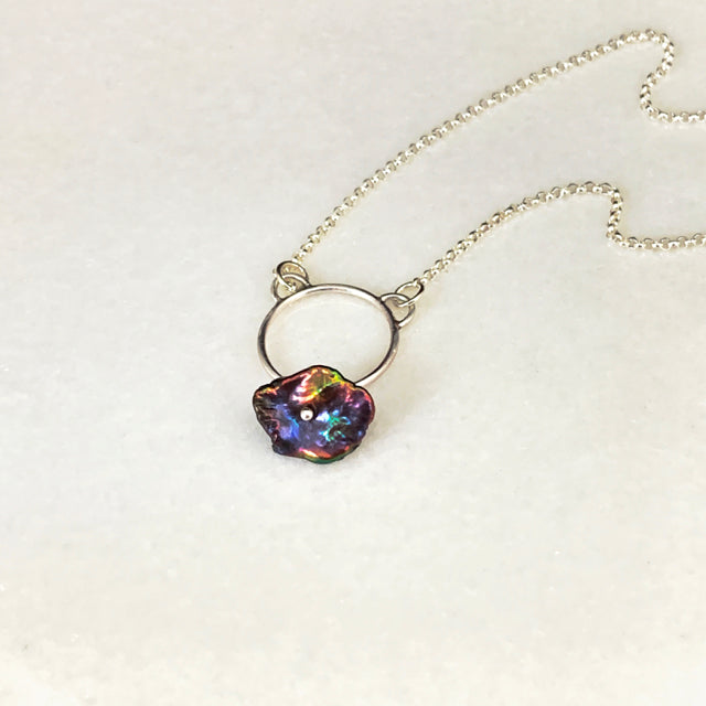 Pearl Drop Circle Necklace