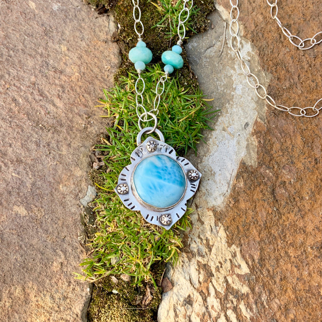 Ocean Moon Larimar Pendant Necklace