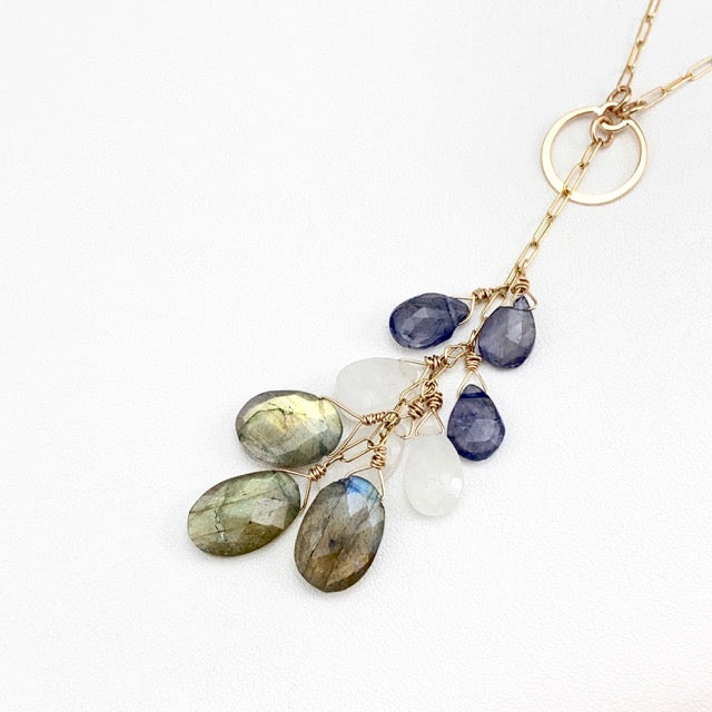 Gemstones Drop Harmony Lariat Necklace