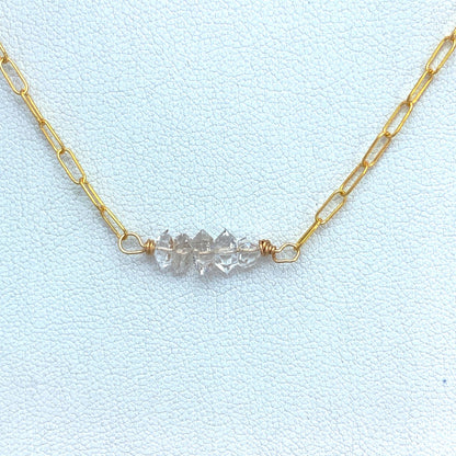 Herkimer Diamonds & Iolite Gembar Necklace