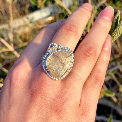 Picture Jasper Beaded Oval Ring
