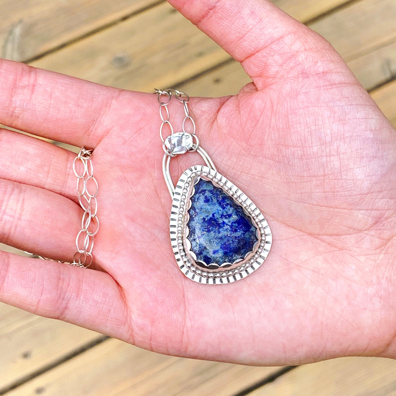 Lapis Lazuli Large Teardrop Pendant Necklace