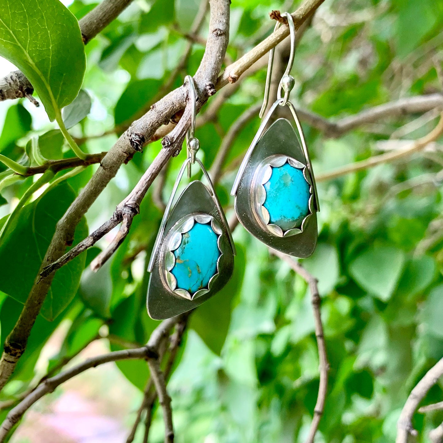 Oval Mojave Turquoise Wing Earrings