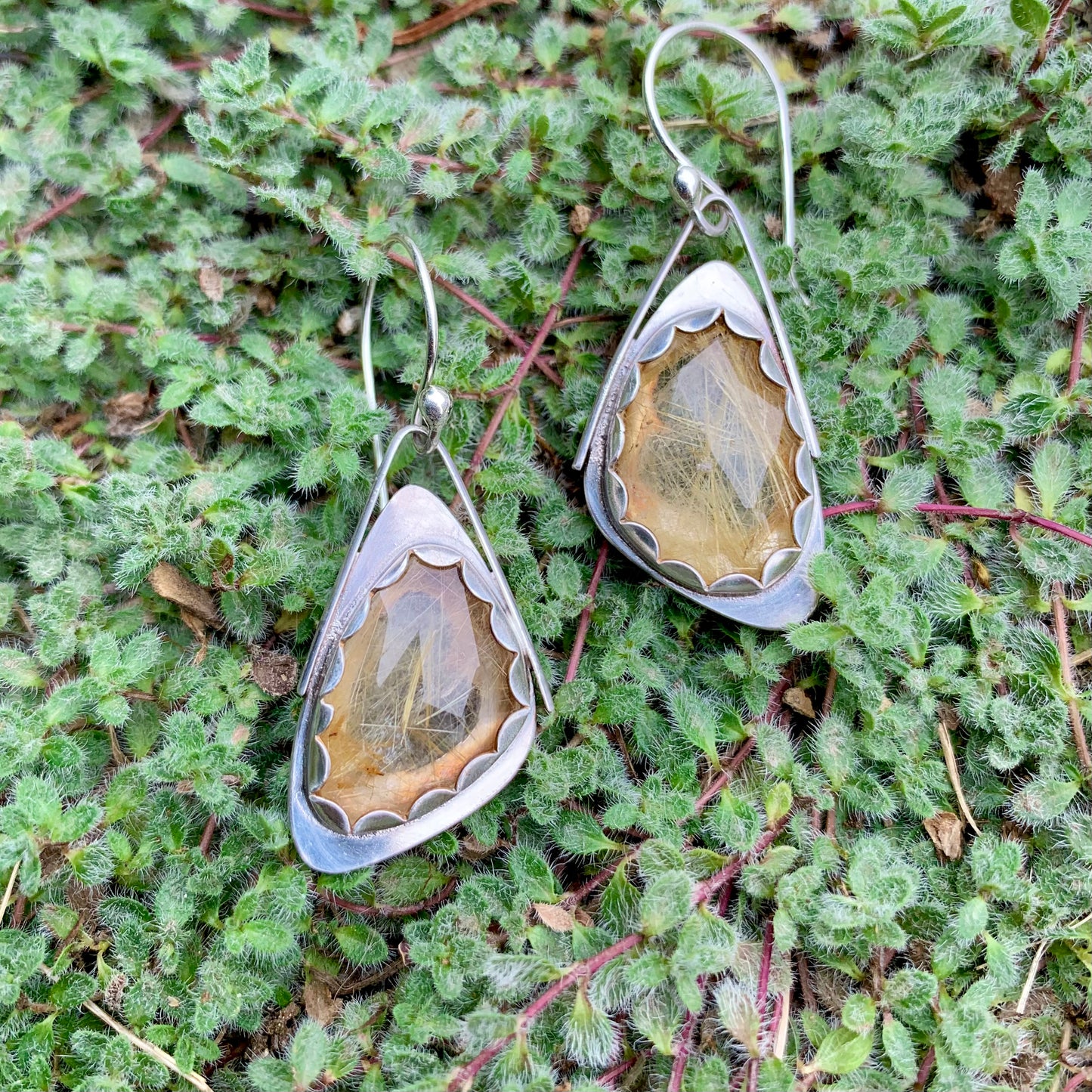 Golden Rutilated Quartz Medium Wing Earrings