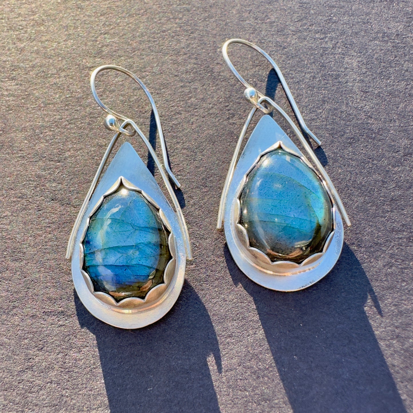 Labradorite Oval Medium Wing Earrings