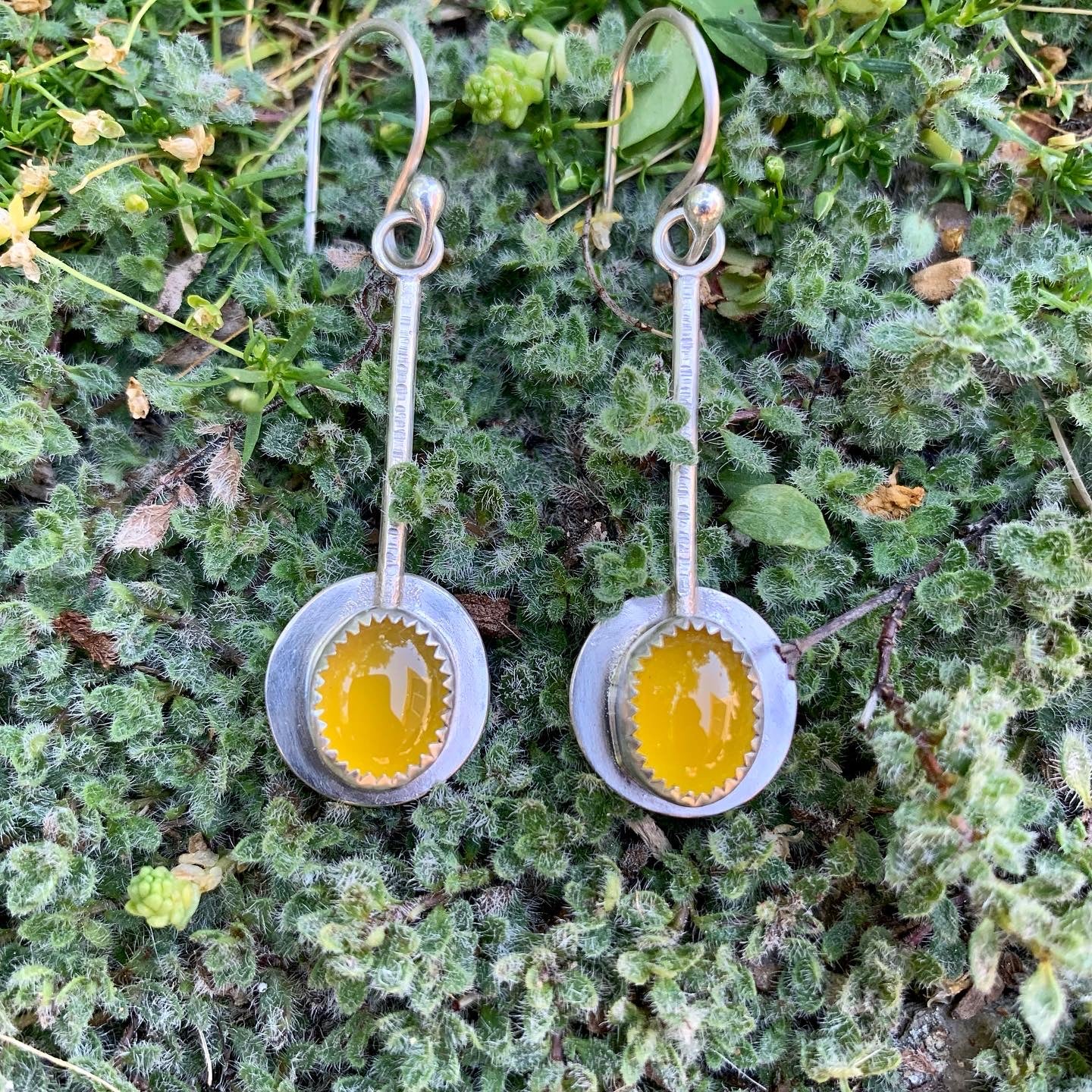 Small Golden Chalcedony Pendulum Earrings