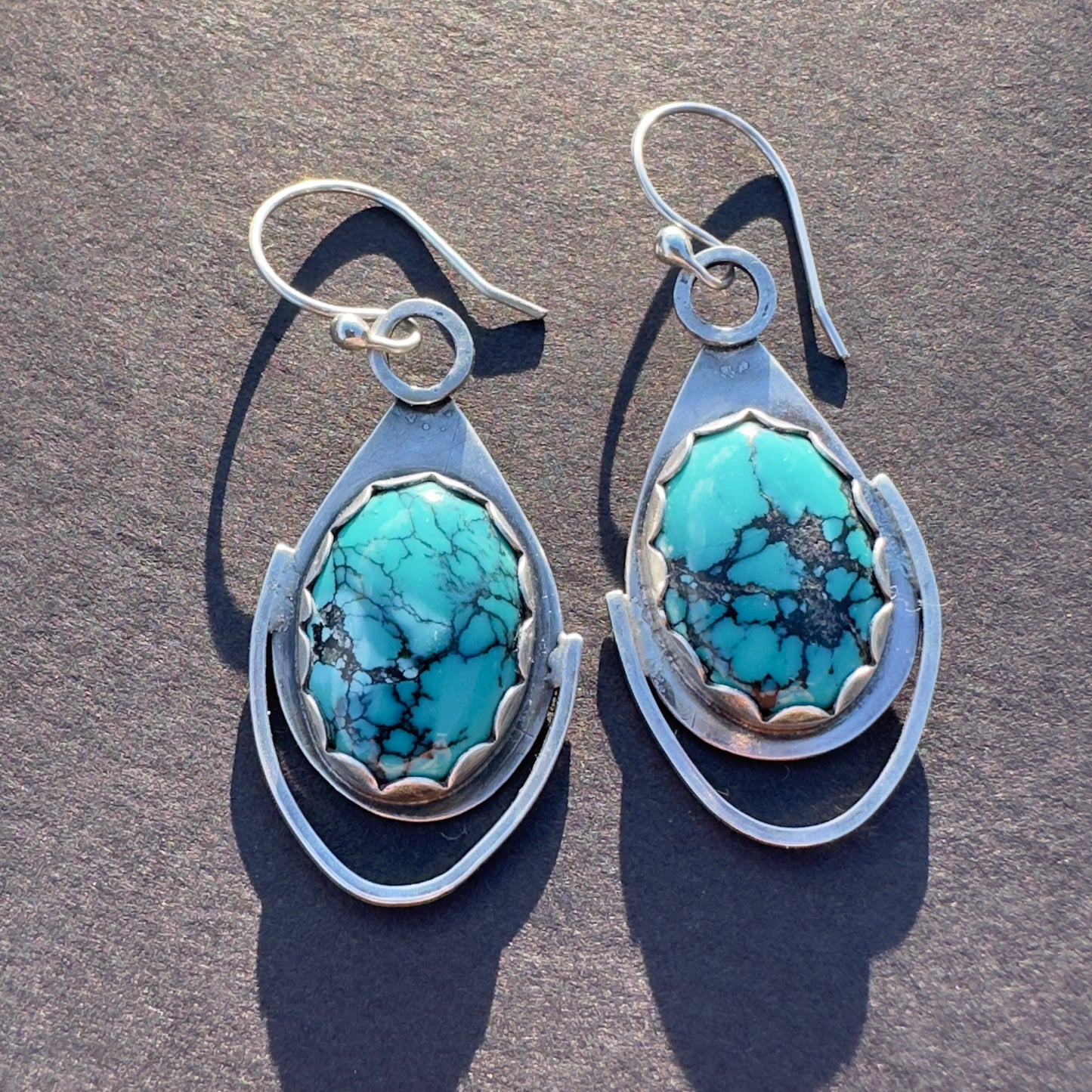 Turquoise Large Oval Omega Earrings