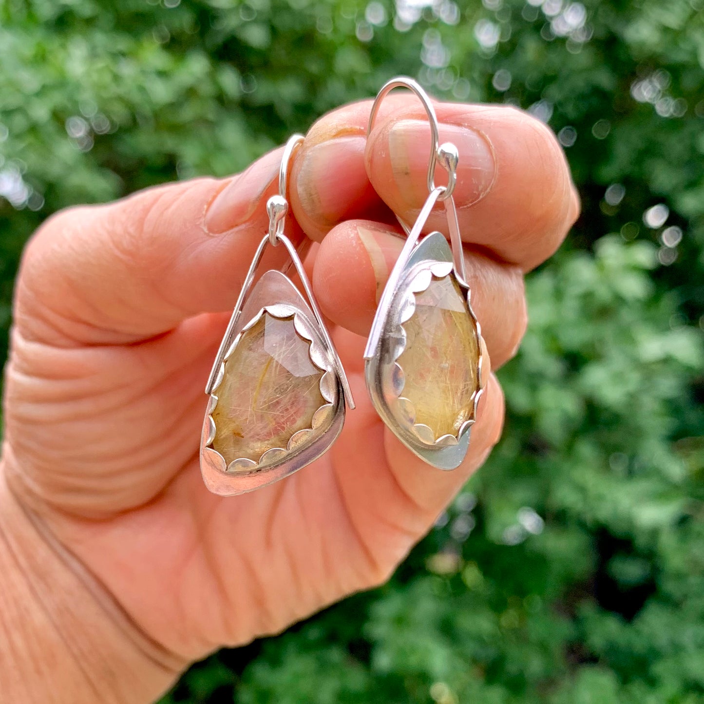 Golden Rutilated Quartz Medium Wing Earrings