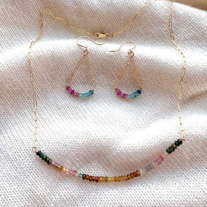Multi Tourmaline 14/20 Gold Filled Dangle Earrings