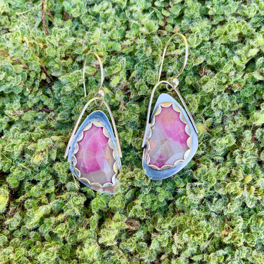 Ruby Rosecut Triangle Wing Earrings