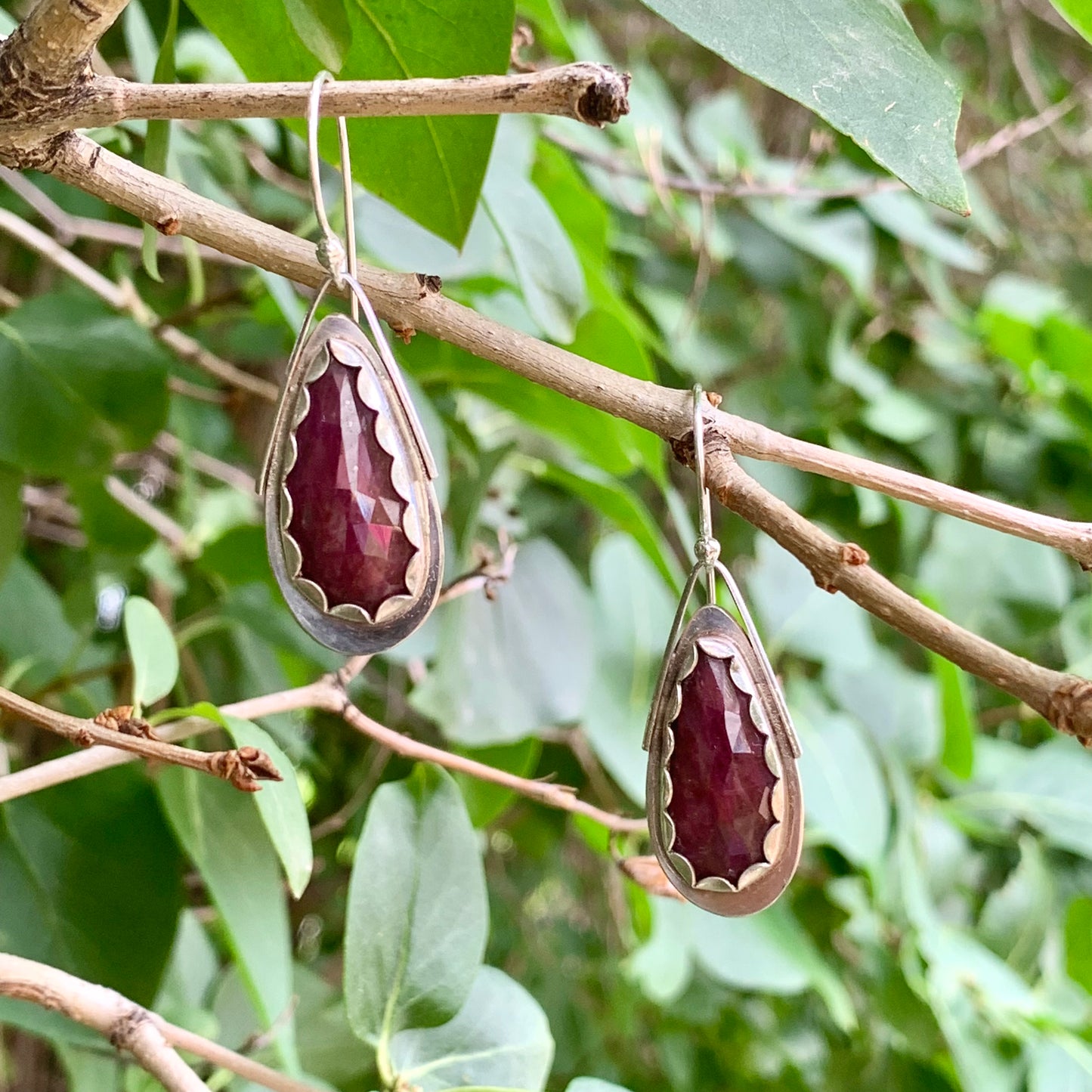 Ruby Rosecut Teardrop Wing Earrings