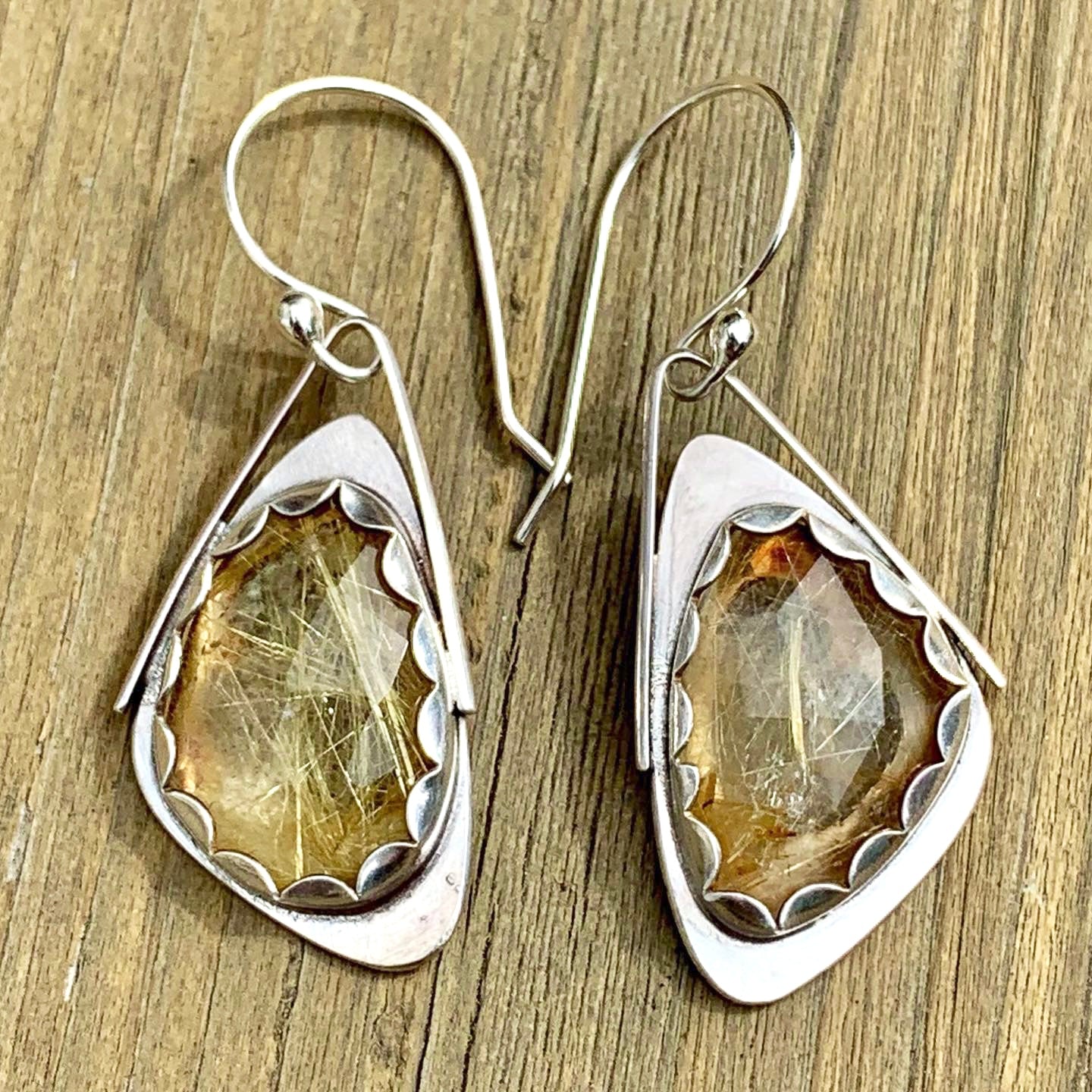 Golden Rutilated Quartz Medium Wing Earrings