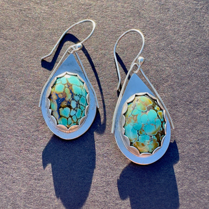 Turquoise Large Oval Wing Earrings