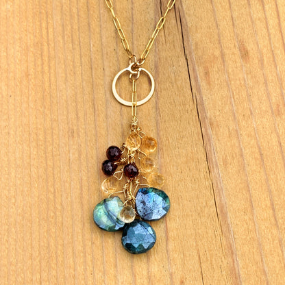 Merlot Gemstones Drop Lariat Necklace