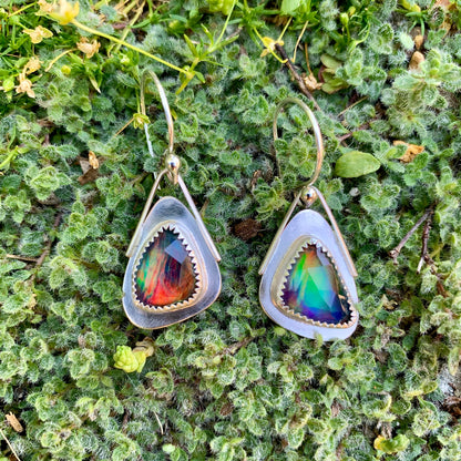 Aurora Opal Rosecut Small Triangle Wing Earrings