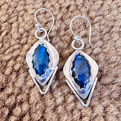 Labradorite Diamond Delta Earrings